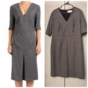 Hugo Boss US Size 14 Dalissa Black White Purple Houndstooth Sheath Dress